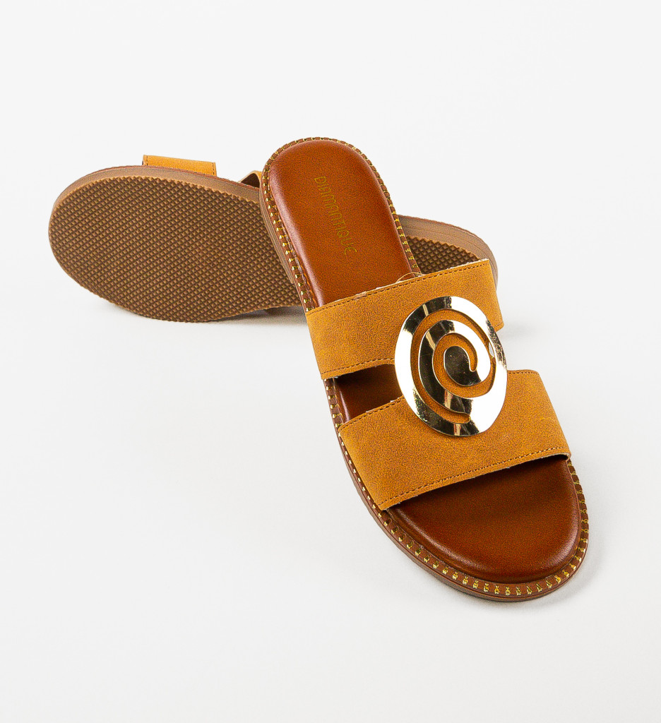 Papuci Dama Ivayla Camel - Confort și Eleganță - imagine 5