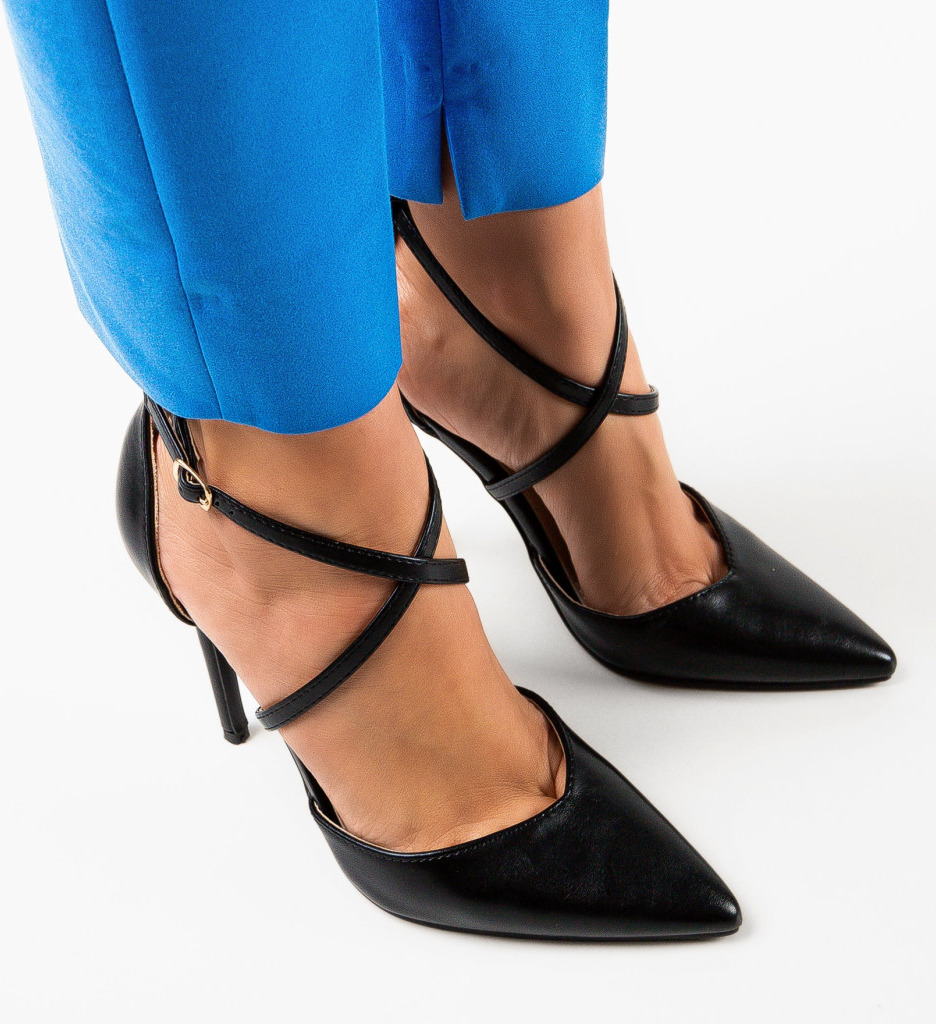 Pantofi cu toc Arpat negri eleganți și confortabili - imagine 12
