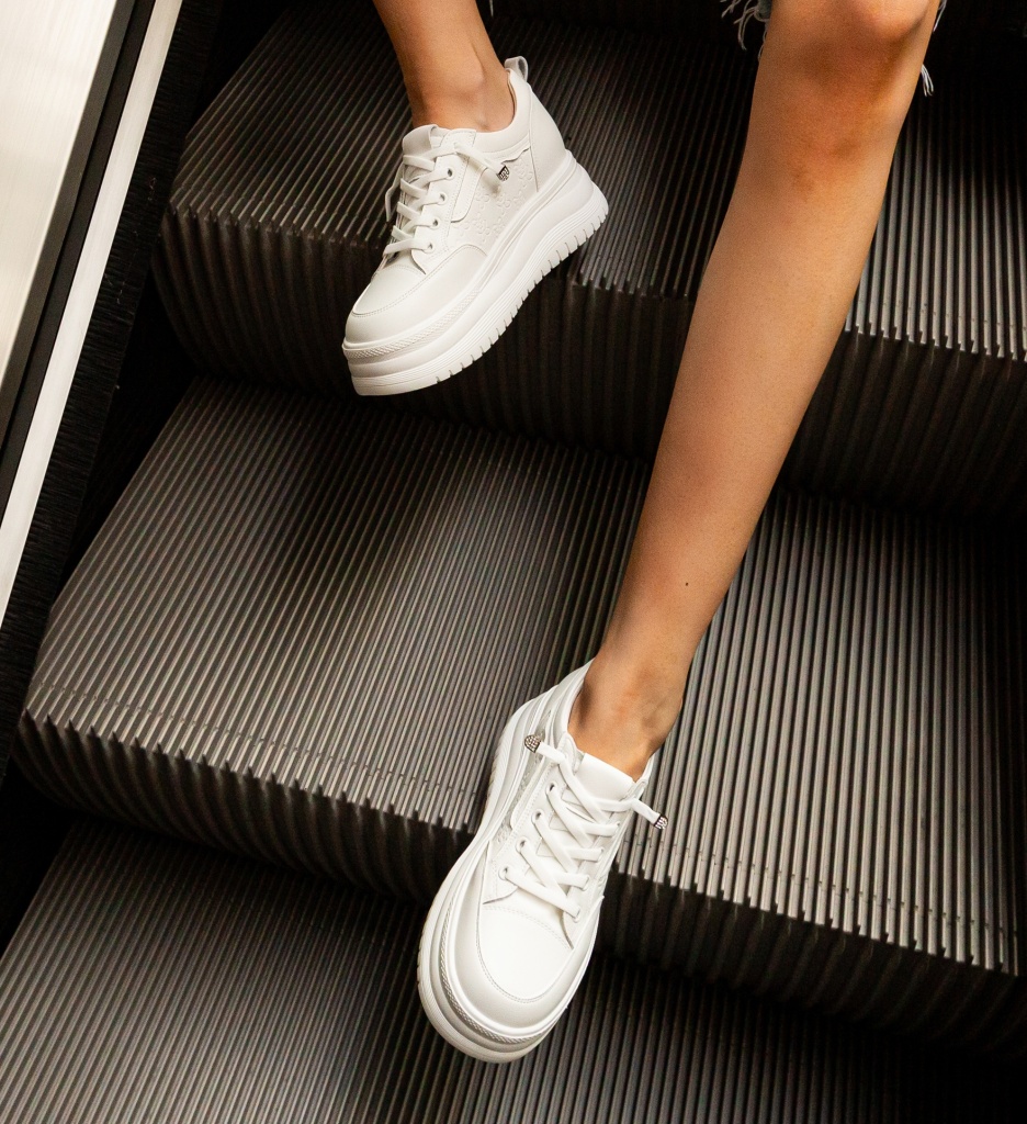 Sneakers Dama Zeland Albi - Confort & Stil - imagine 4