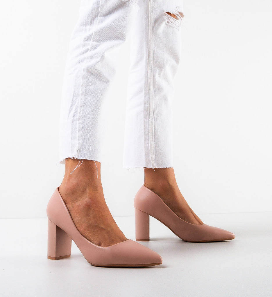 Pantofi Sierra Roz cu Toc Elegant - imagine 2