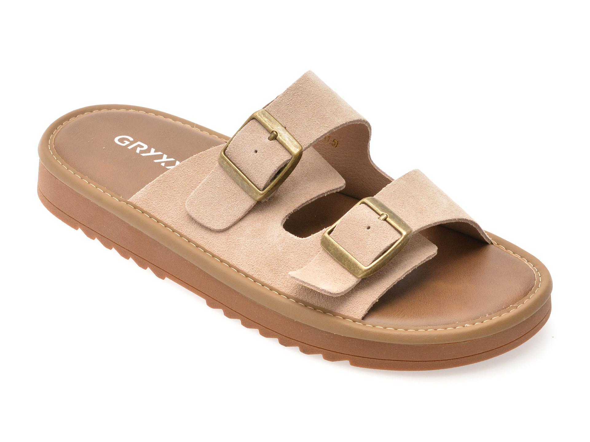 Papuci Gryxx Piele Întoarsă Bej - Confort Premium