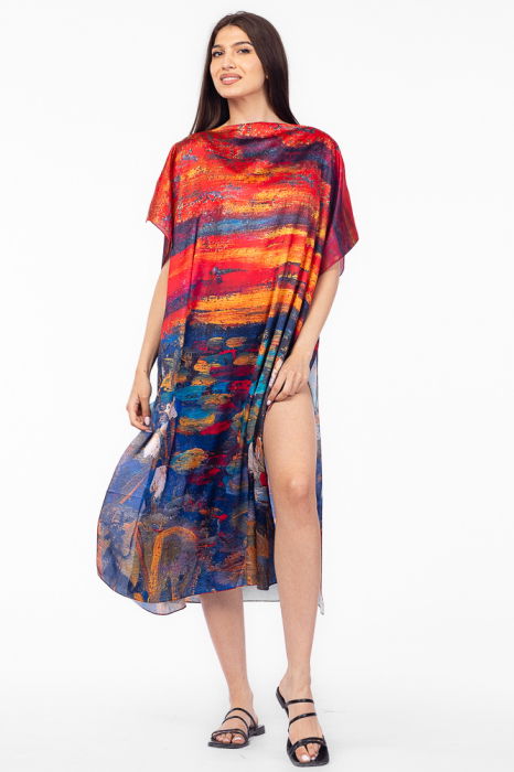 Rochie Poncho Mătase Shopika | Eleganță Plajă - imagine 1