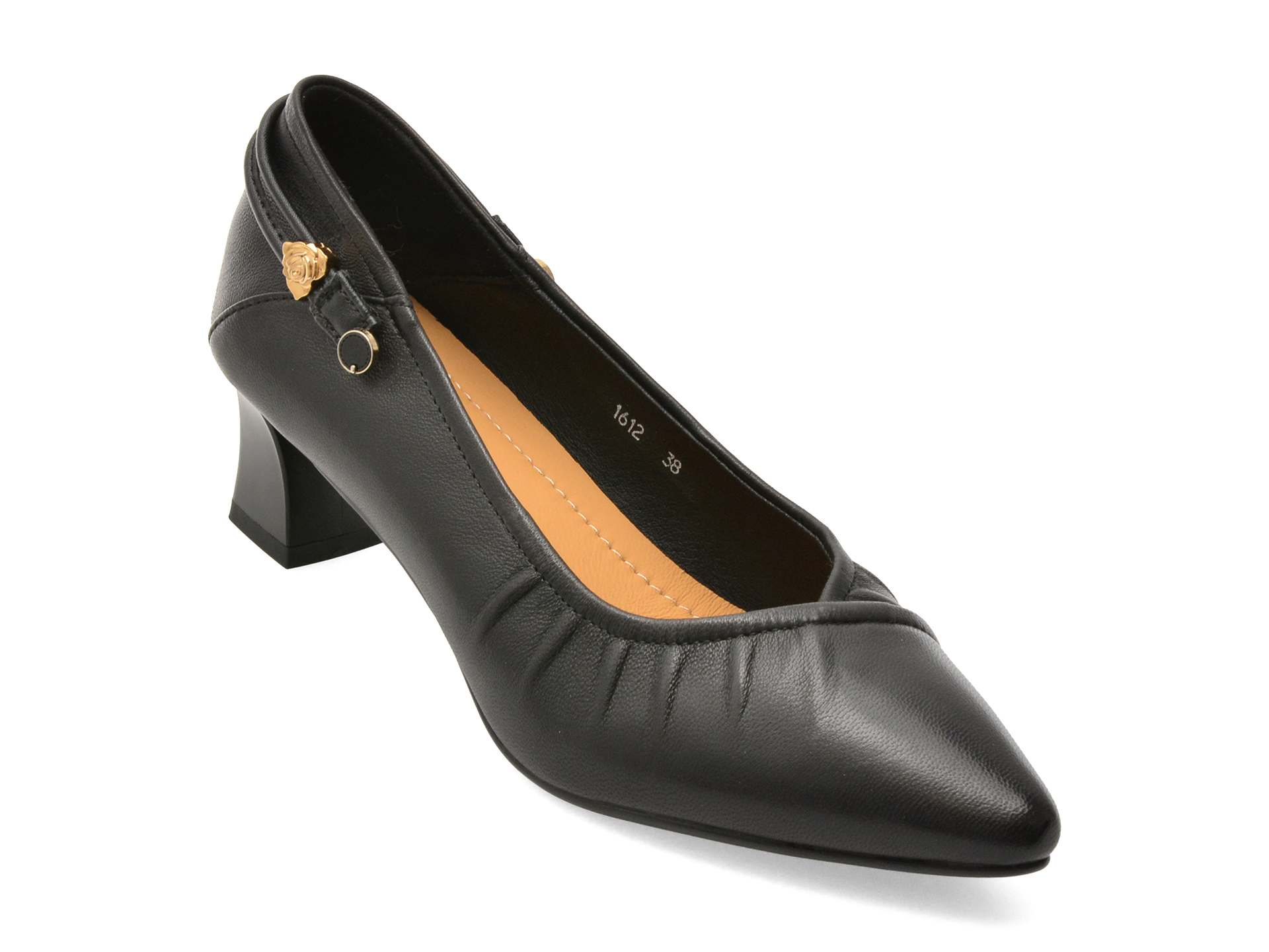 Pantofi IMAGE negri din piele naturală