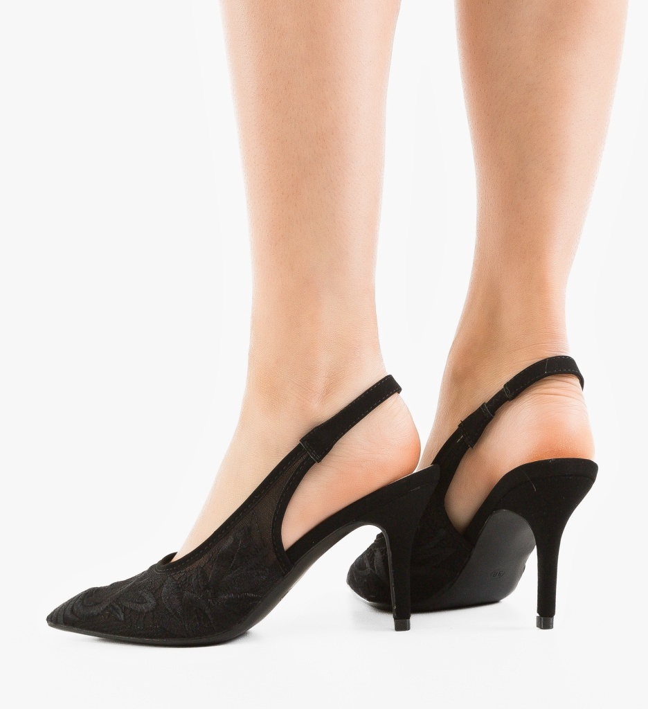 Pantofi Dama Harald Negri Eleganți cu Toc - imagine 3