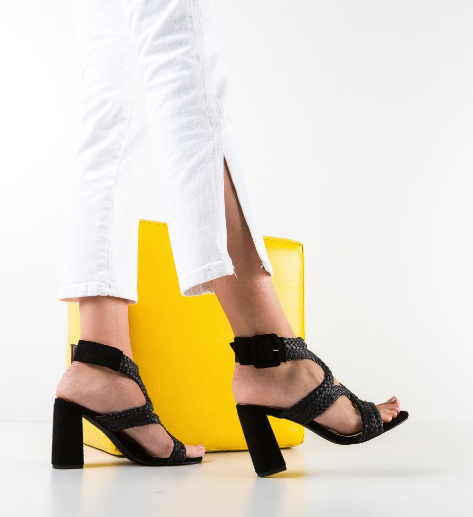 Sandale Bronwyn Negre cu Toc Elegant - imagine 2