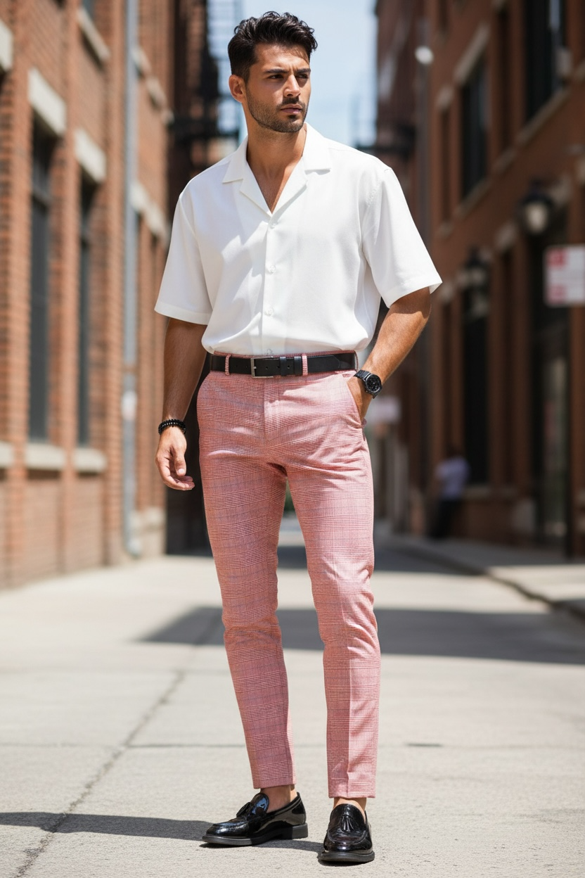 Pantaloni Barbati Eleganti Carouri Regular Fit - imagine 2