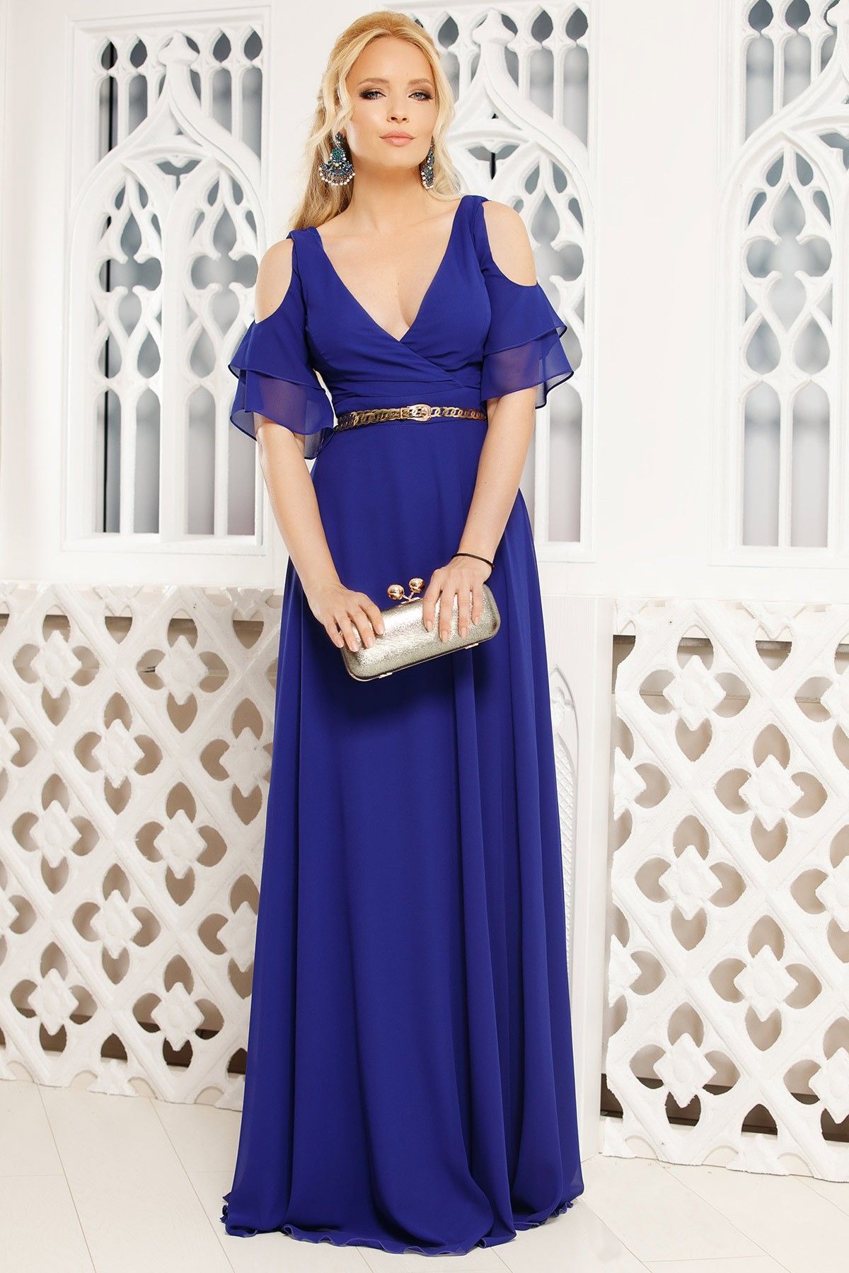 Rochie Fofy Eleganta Tripluvoal Albastra - imagine 1