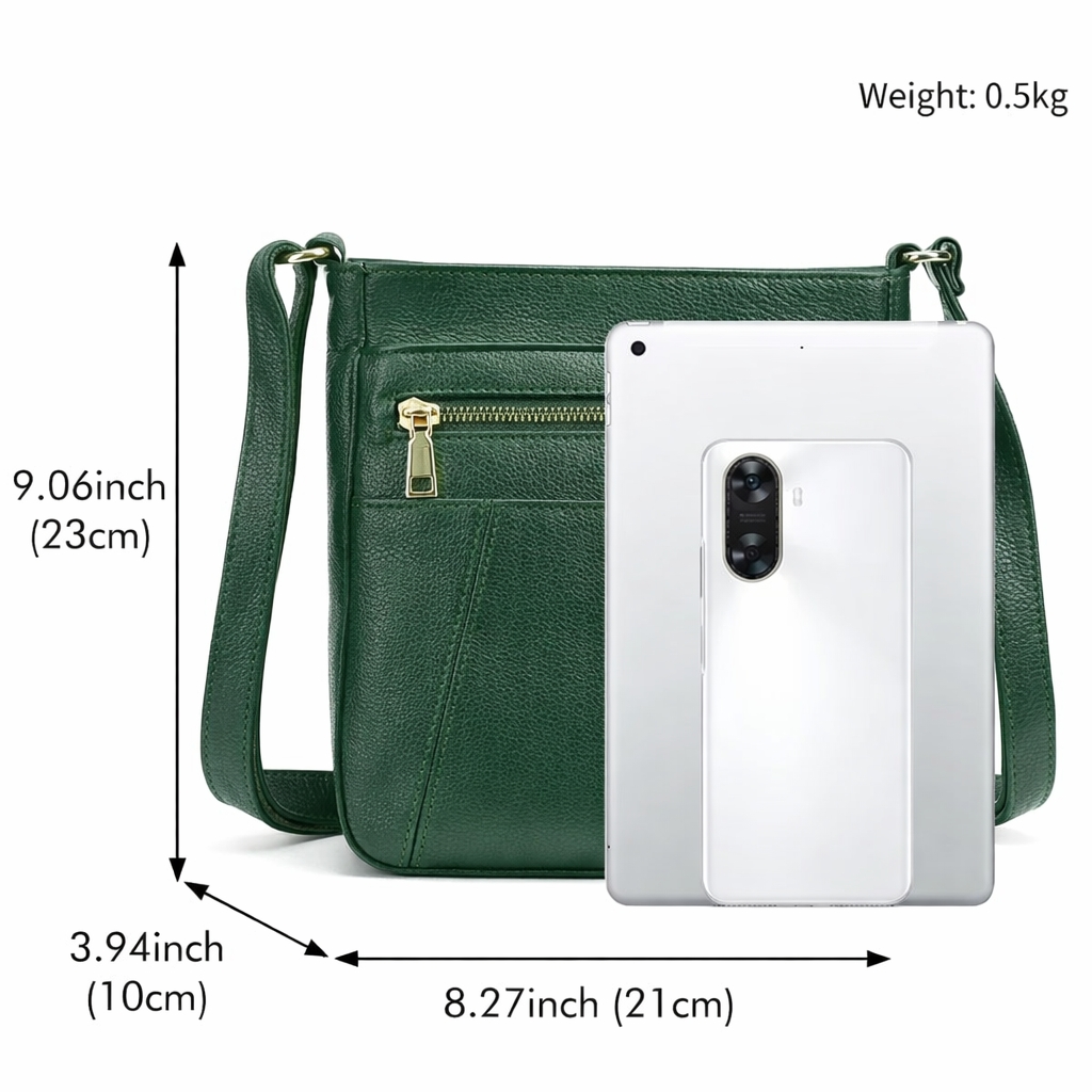 Geanta Dama Delis Saphira GT3205 Verde Piele Naturala - imagine 5