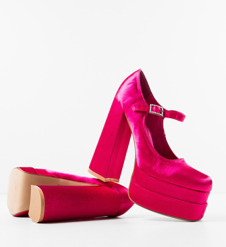 Appro Pantofi Dama Fuchsia cu Toc Elegant - imagine 8