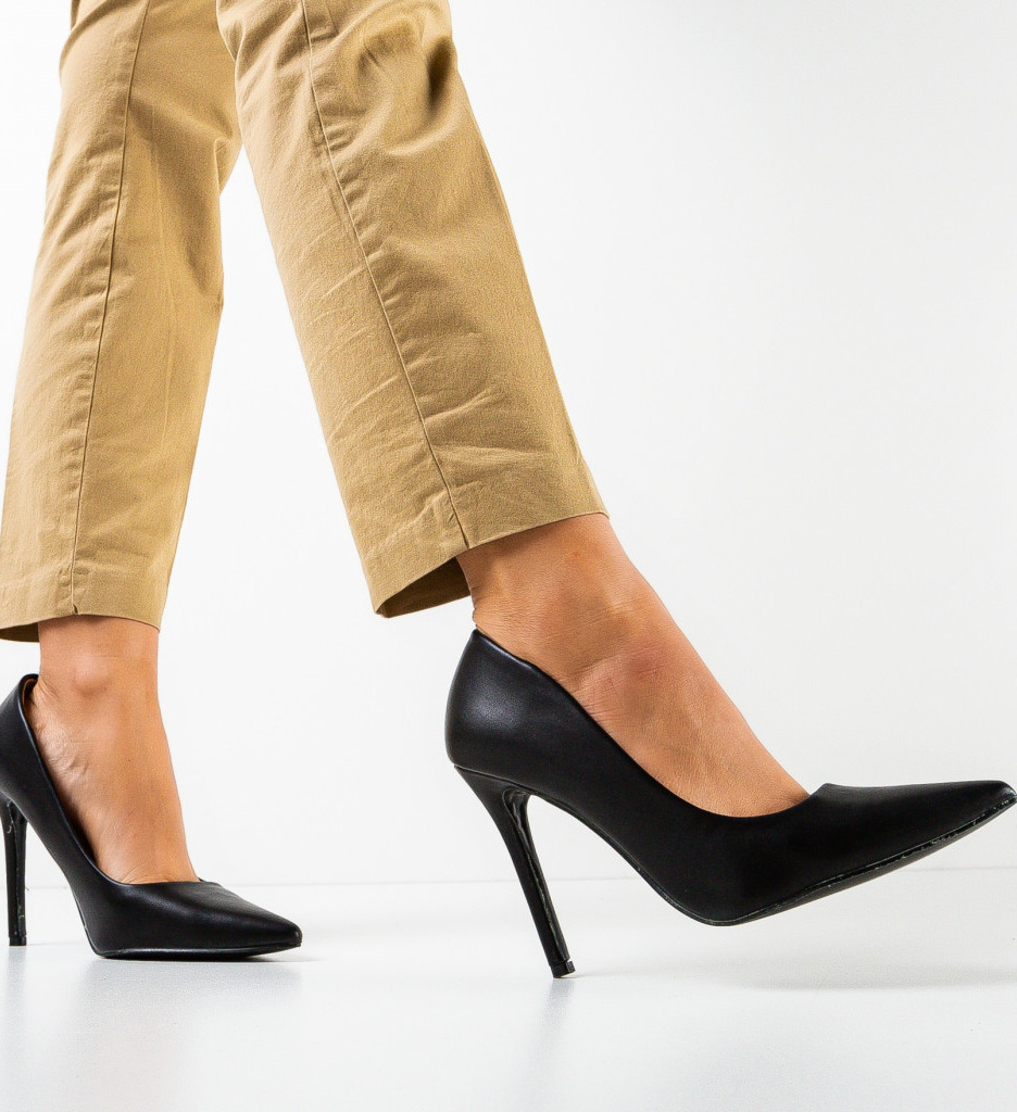 Pantofi Zayaan Negri cu Toc Eleganți - imagine 2