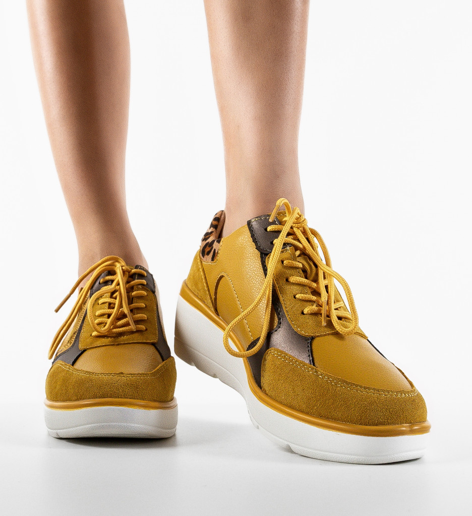 Sneakers Dama Nysa Galbeni - Confort & Stil - imagine 3
