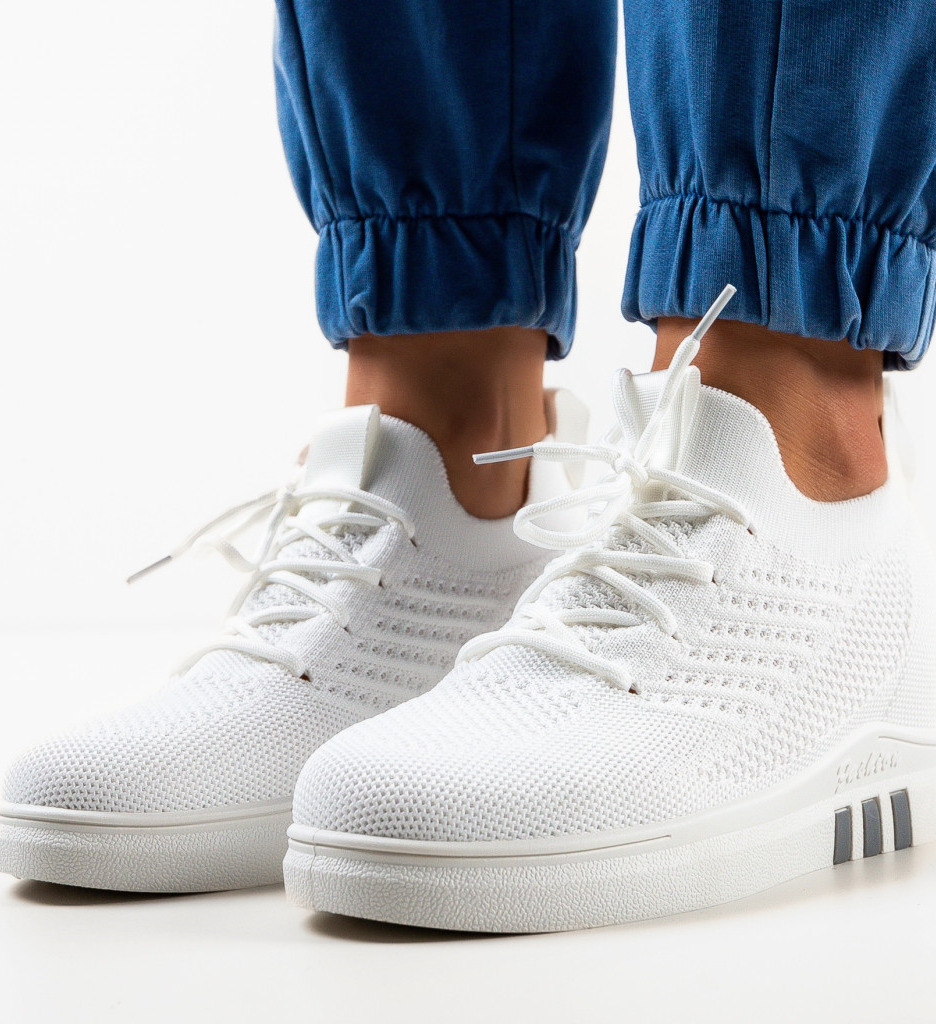 Sneakers Staplic Dama Albi - Confort și Stil - imagine 3