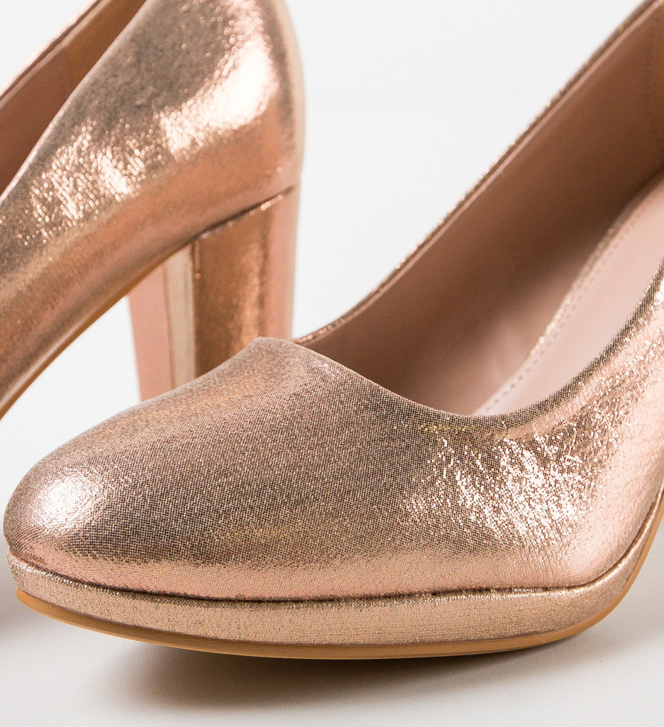 Pantofi Dama Auri cu Toc Eleganti Izpo - imagine 7