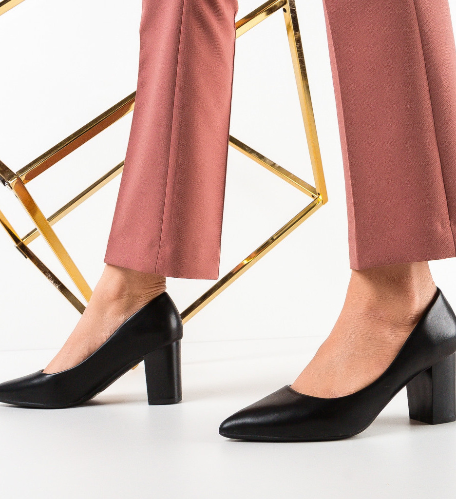 Pantofi Boyleb Negri cu Toc Eleganți - imagine 3
