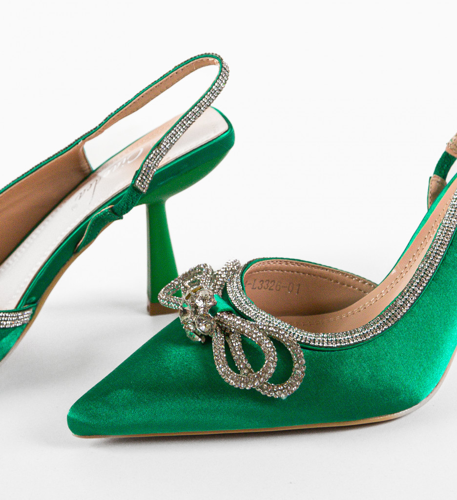 Pantofi Dama Maish Verzi cu Toc Eleganți - imagine 8