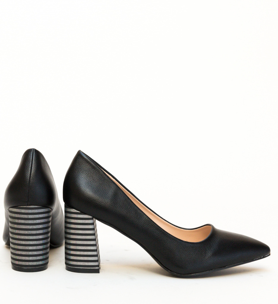 Pantofi Dama Jaylen Negri cu Toc Eleganți - imagine 4