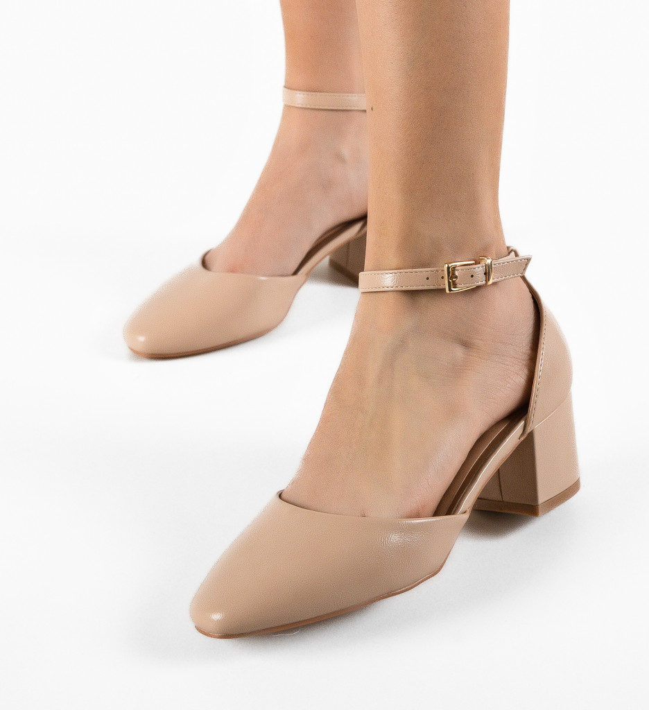 Pantofi Vixim Nude cu Toc Eleganți - imagine 5