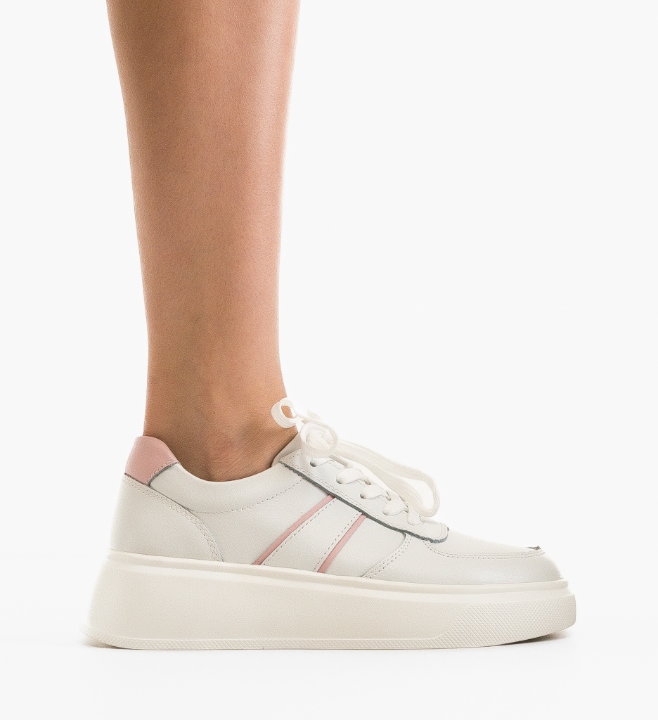Sneakers Dama Briseis Albi din Piele Naturală - imagine 6