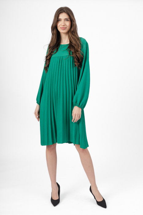 Rochie Midi Plisată Verde Shopika | Eleganță și Confort