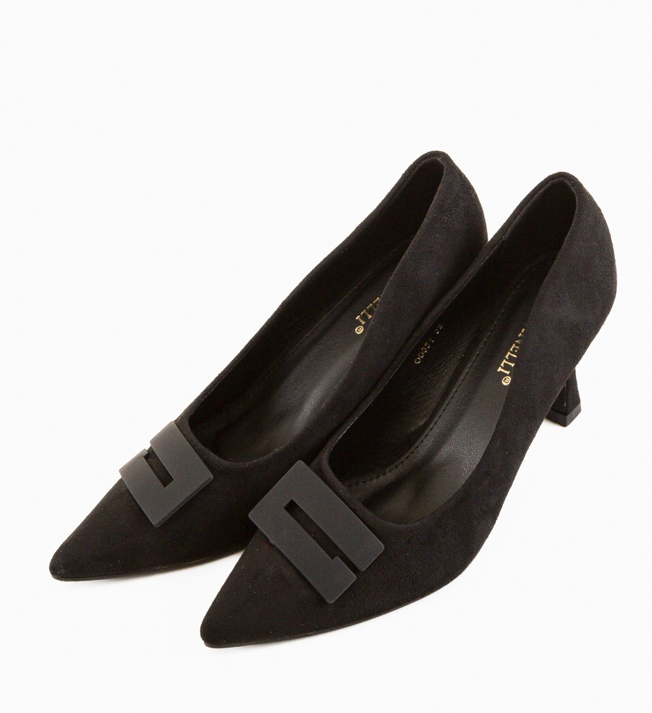 Pantofi Jaxy Negri Eleganți cu Toc - imagine 7