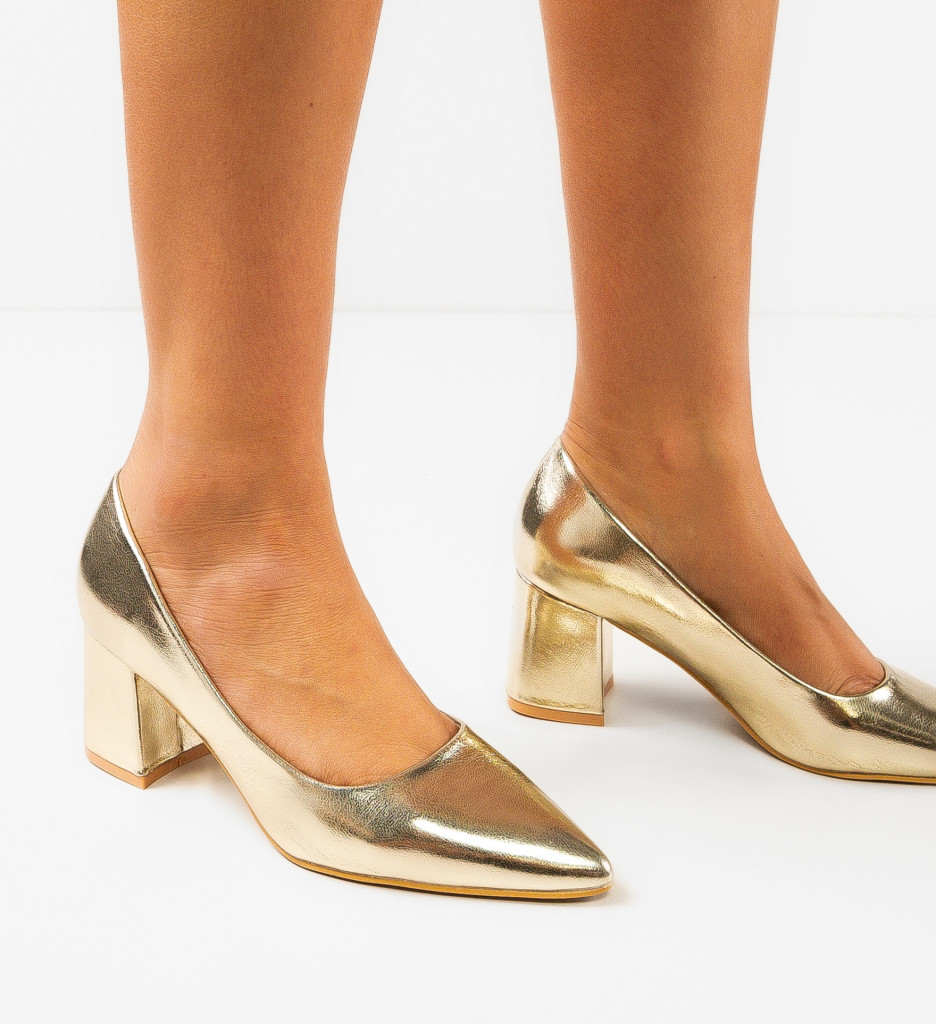 Pantofi Trev Aurii - Eleganță și Stil cu Toc - imagine 3