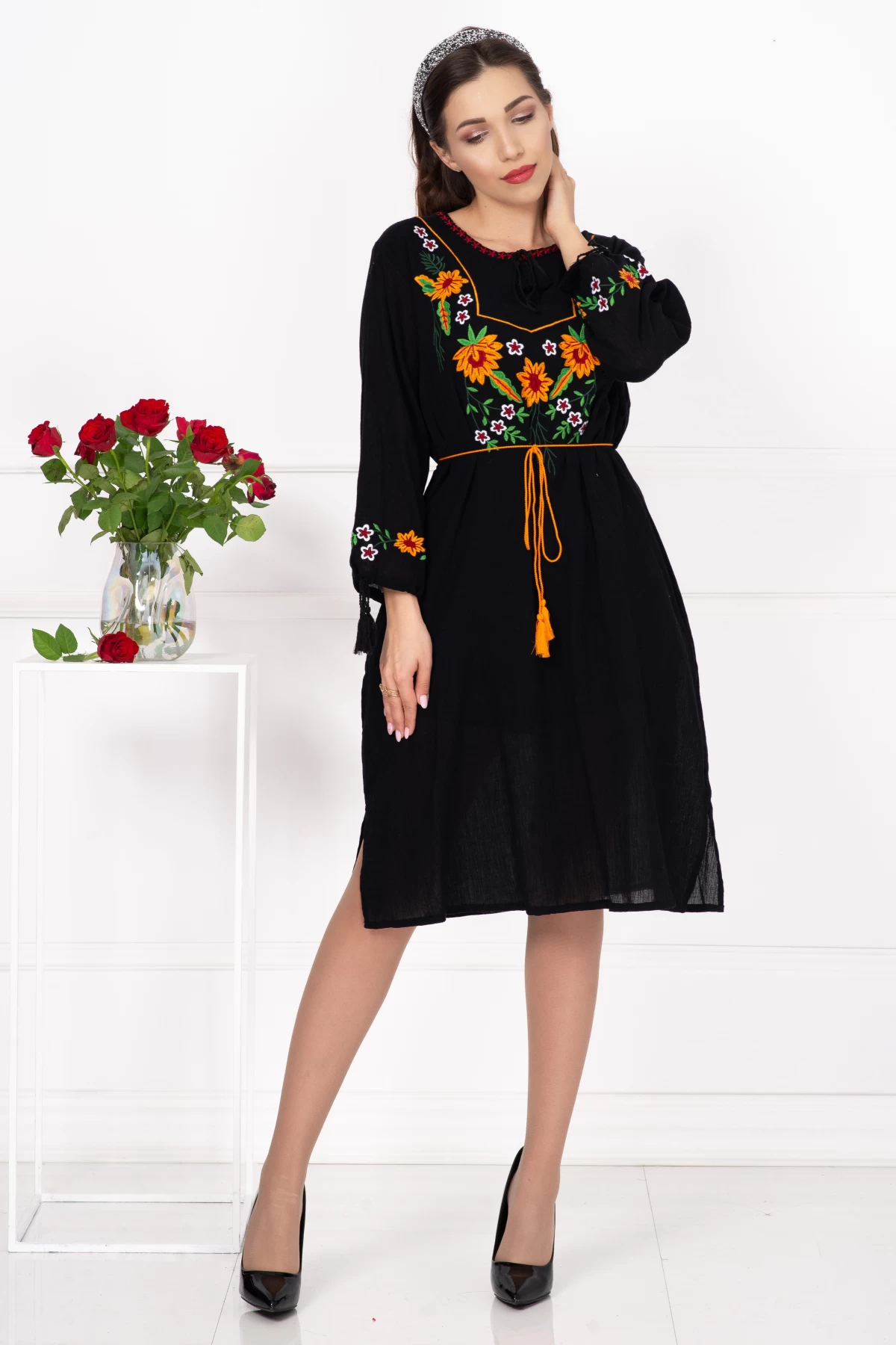 Rochie Traditională Dafina Broderie Florală - Traditional