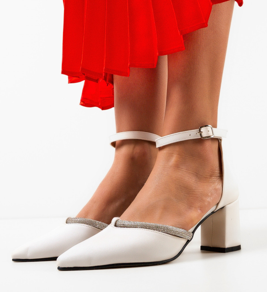 Pantofi Dama Filme Albi Eleganți - imagine 6