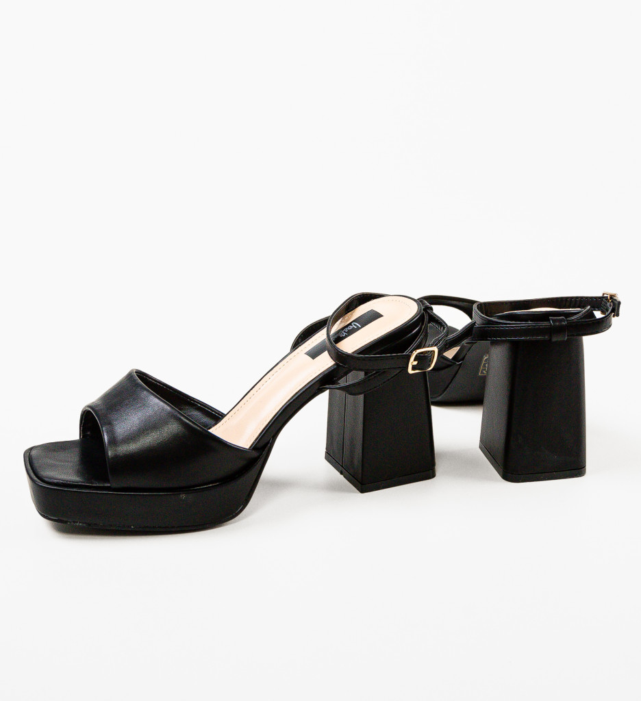 Sandale cu Toc Flaviana Negre | Eleganță și Stil - imagine 7