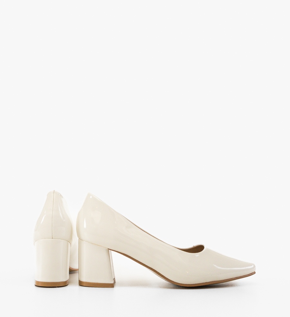 Pantofi Dama Nieve Albi cu Toc Eleganți - imagine 3