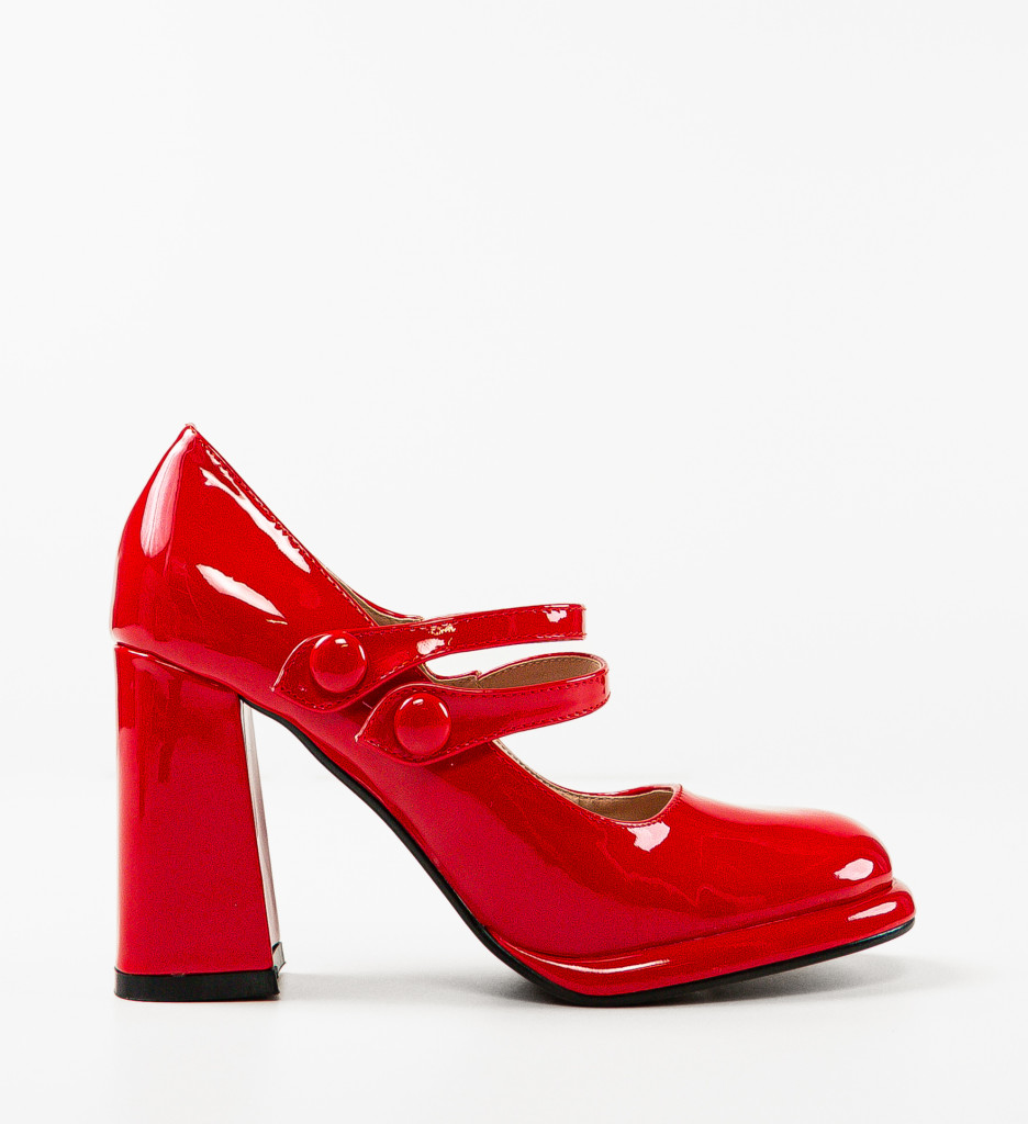 Pantofi Dama Rosii Vintage cu Toc Elegant - imagine 5