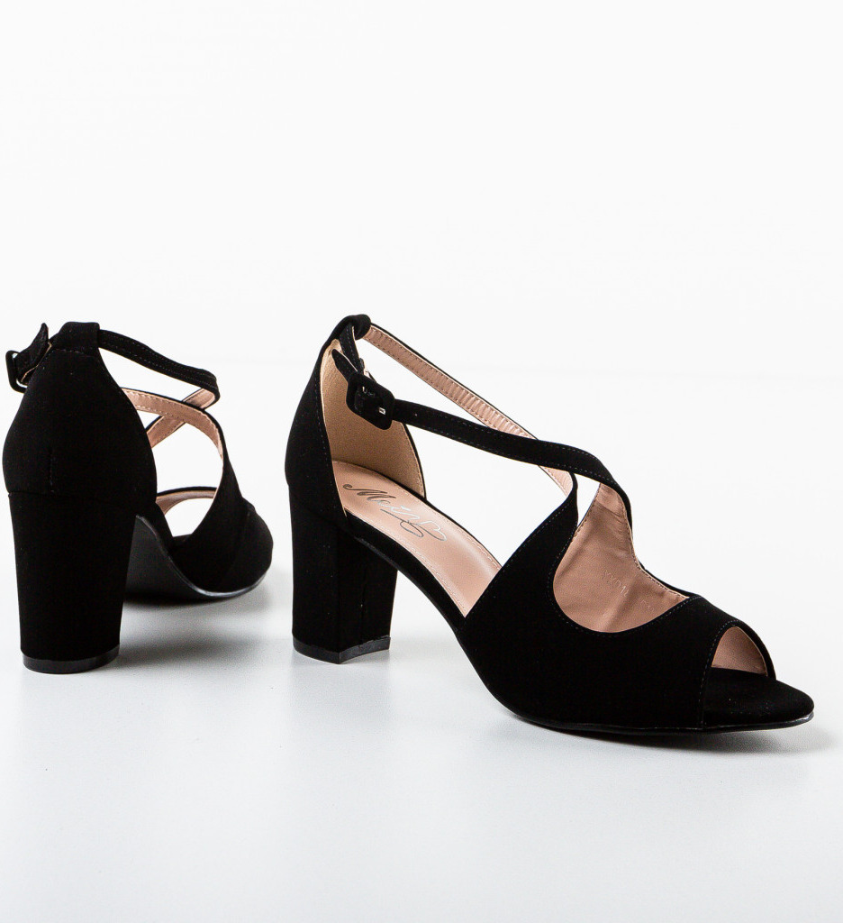 Sandale Dama Bamonos Negre cu Toc Elegante - imagine 5