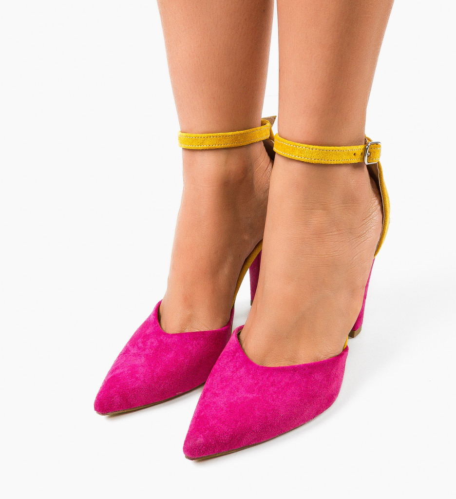 Pantofi dama Gizmo Fuchsia cu toc elegant - imagine 3