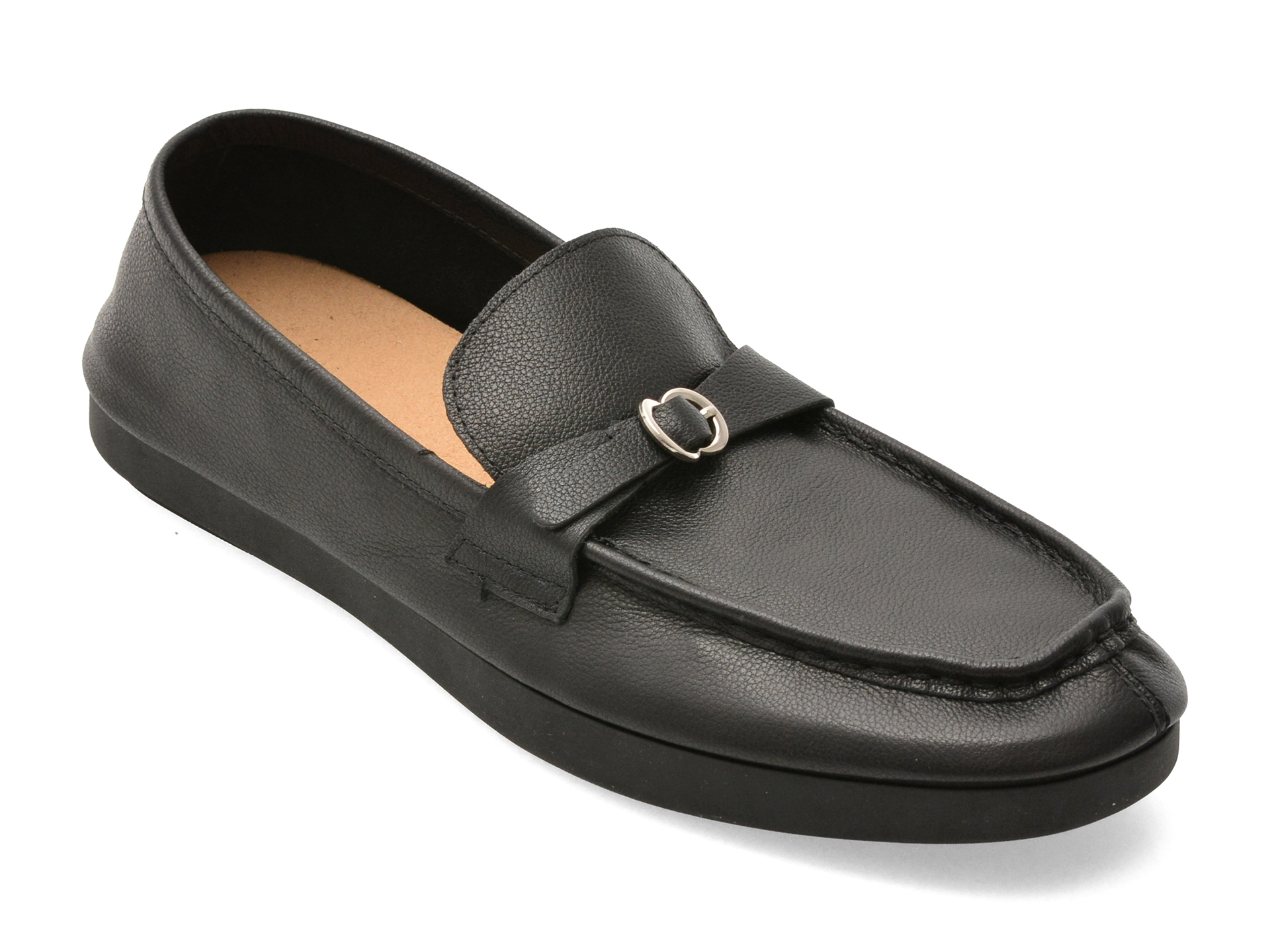 Mocasini IMAGE negri din piele naturală