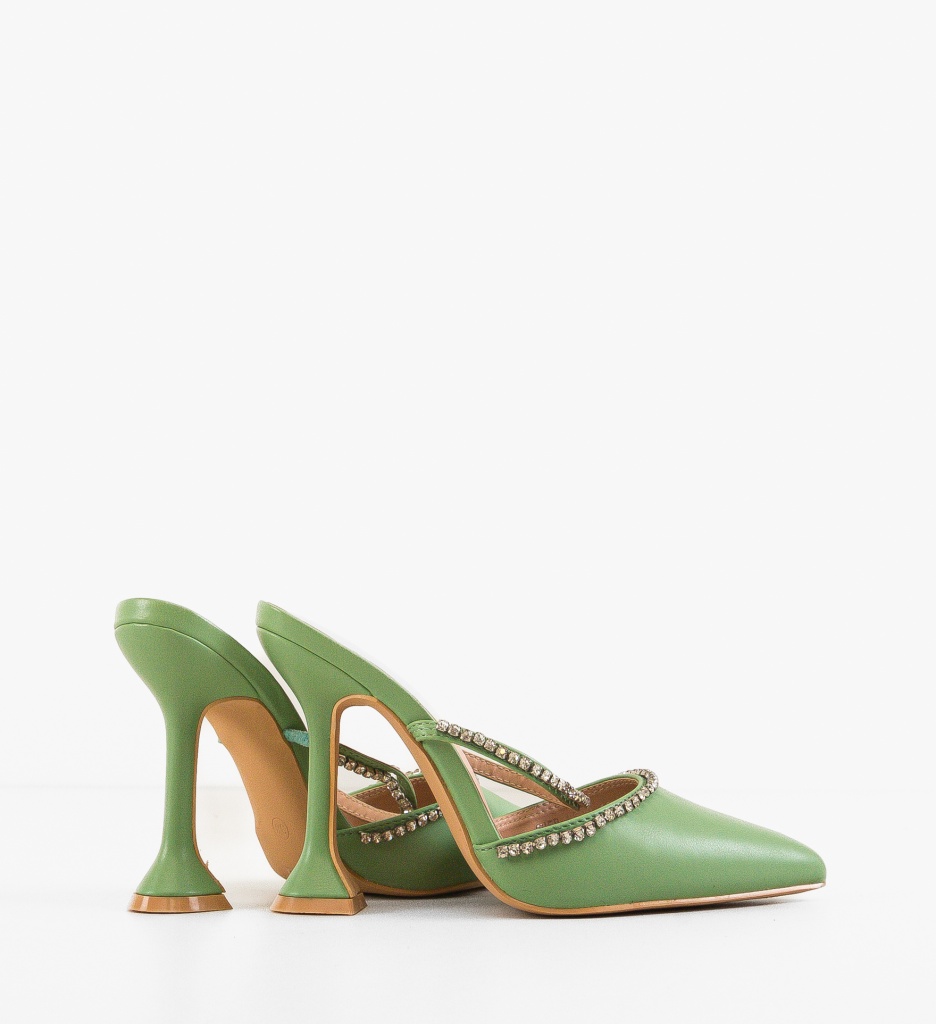 Pantofi Leslie Verzi cu Toc Eleganți - imagine 3