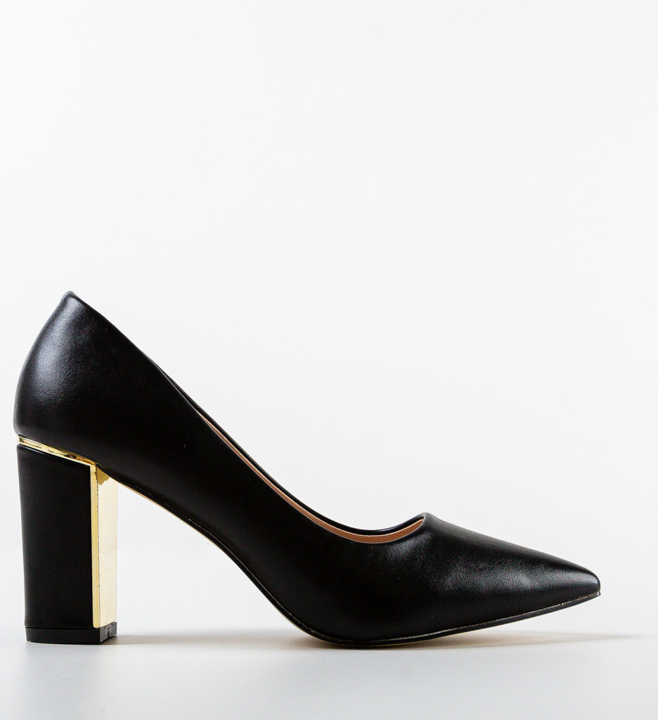 Pantofi Sherman Negri Eleganți cu Toc - imagine 4