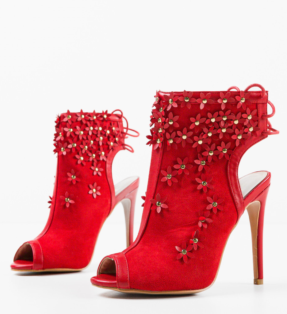 Botine Flowera Rosii - Eleganță și Stil - imagine 7
