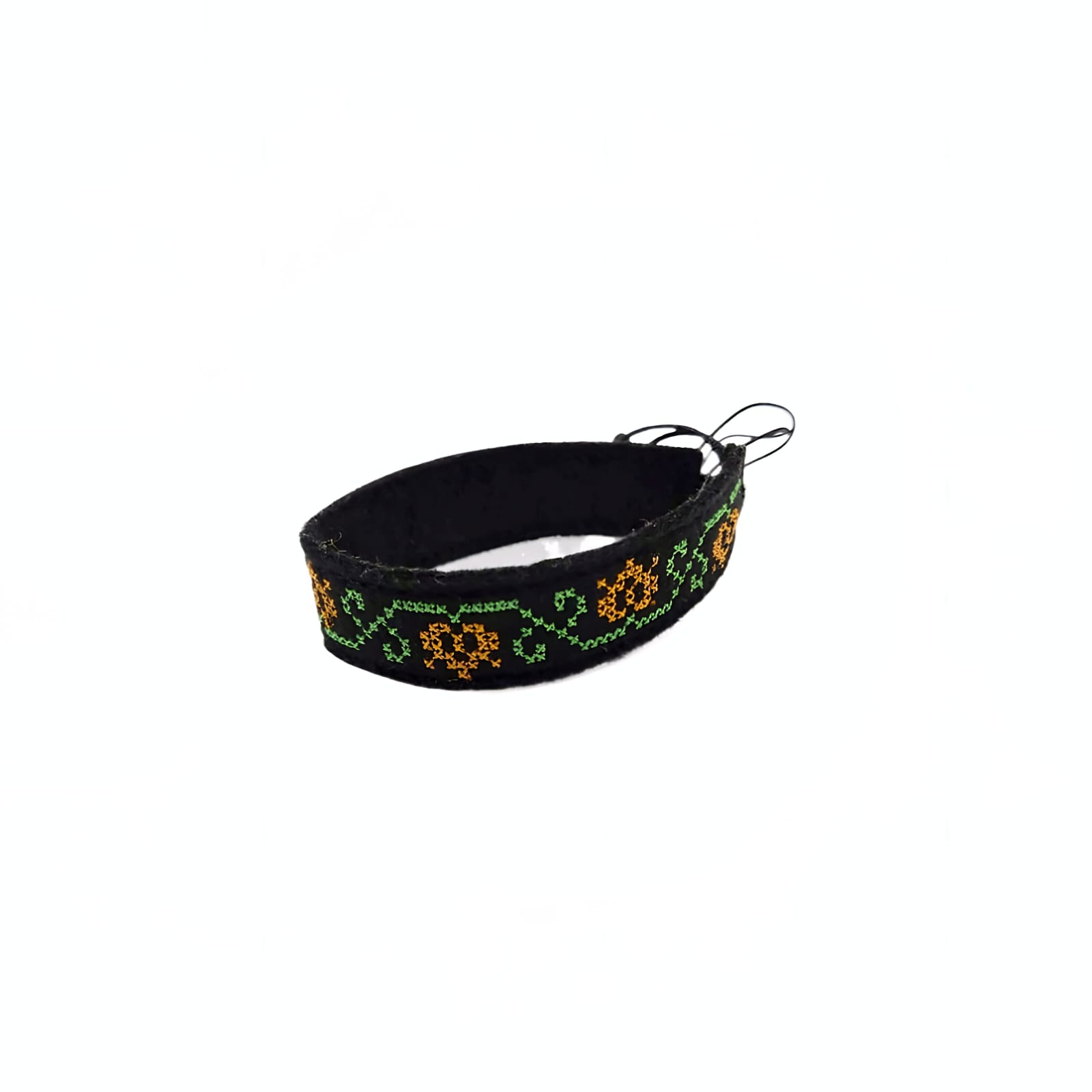 Bratara din fetru broderie traditionala model floral   lalea   Portocaliu
