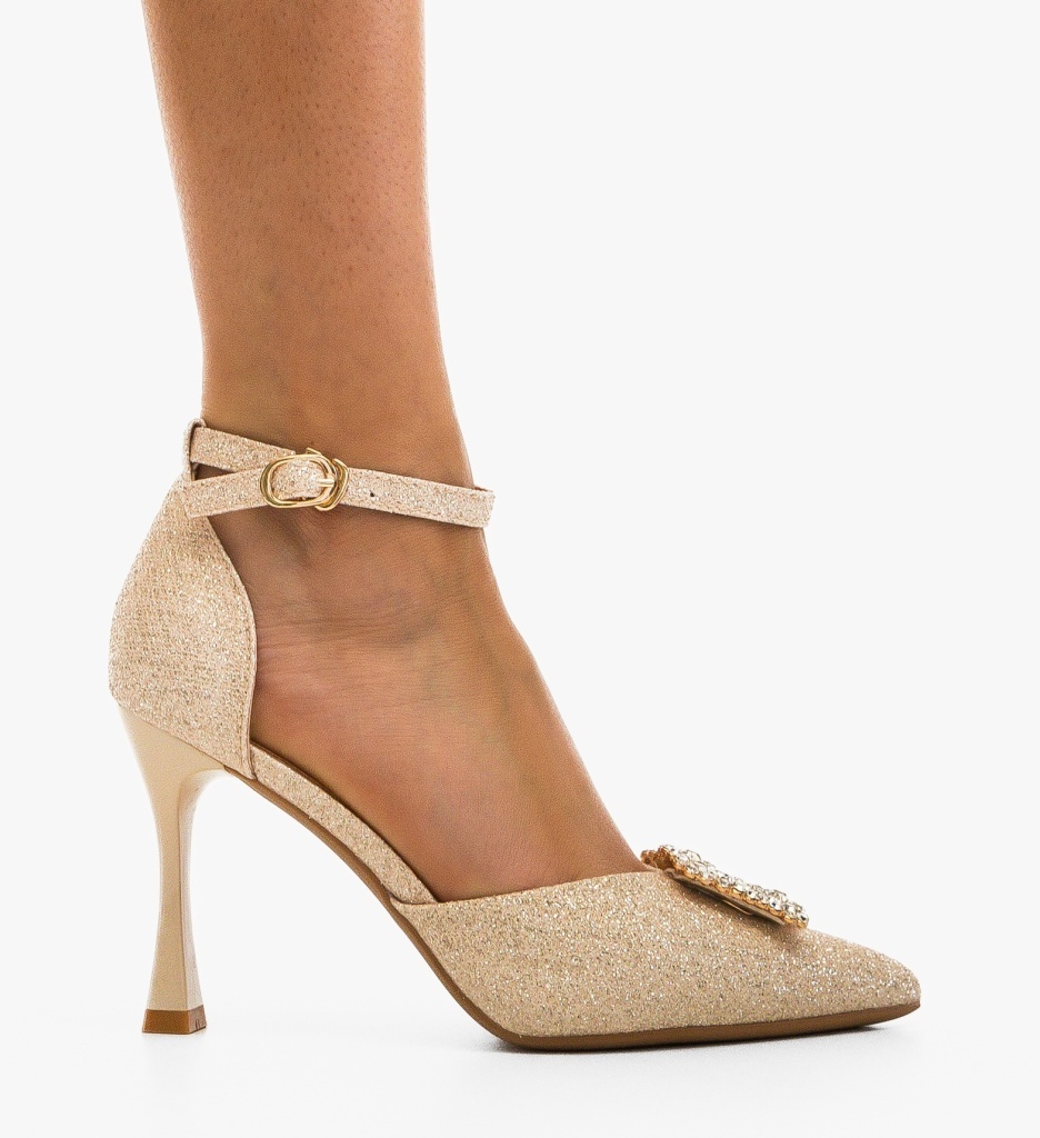 Pantofi dama Delgay Aurii Eleganți - imagine 6