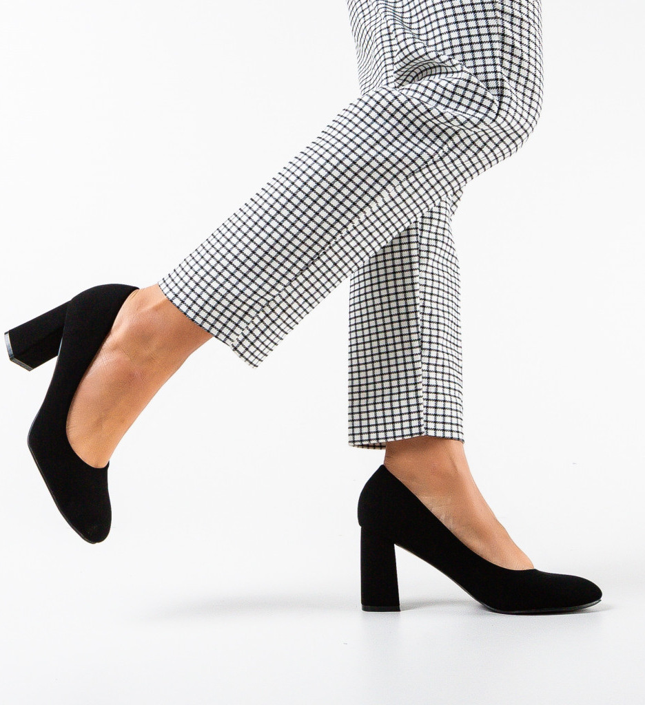 Pantofi Dama Luber Negri cu Toc Elegant - imagine 3