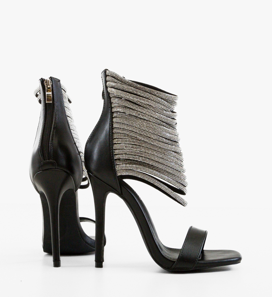 Sandale Dama Pone Negre Elegante cu Toc - imagine 5