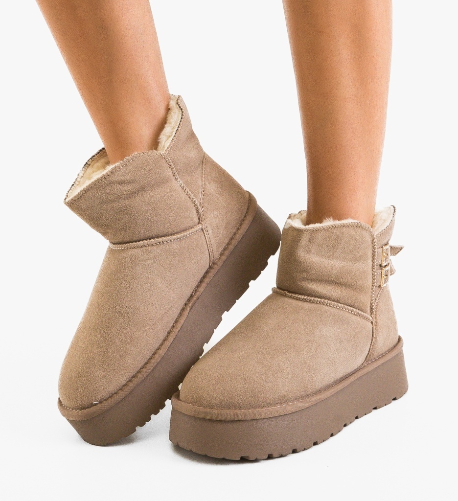 Cizme Tip Ug Depurtat Tieme Khaki - Confort - imagine 5