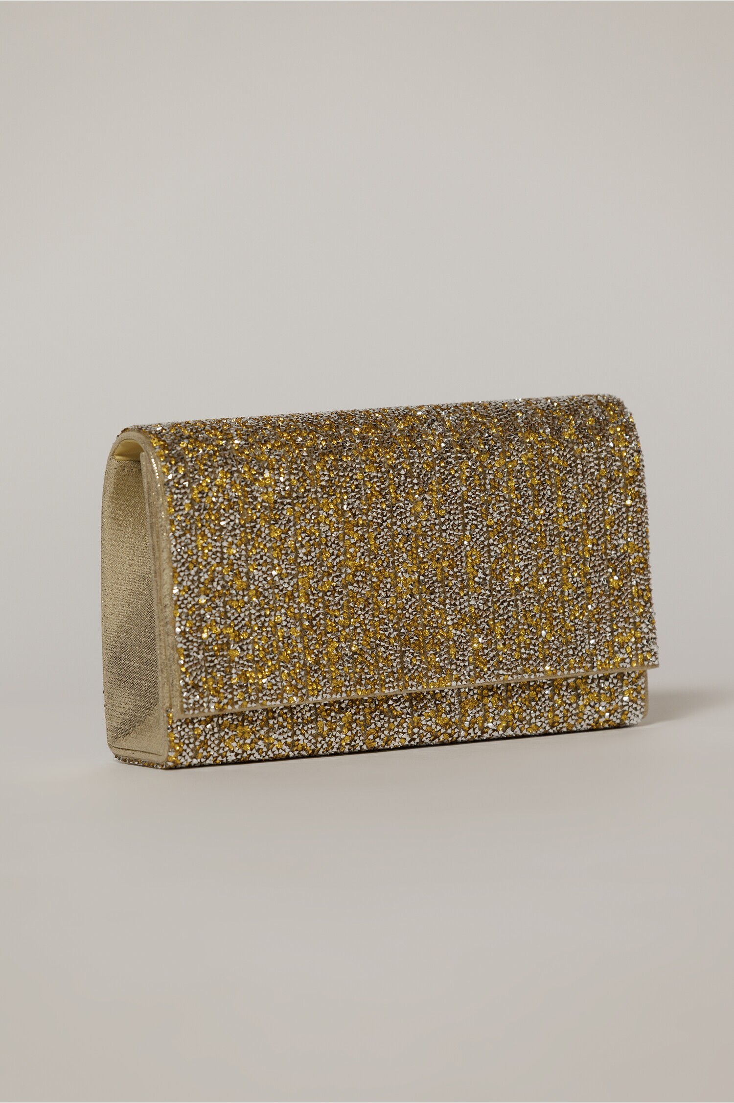Clutch Auriu Elegant cu Pietre și Lanț Detasabil