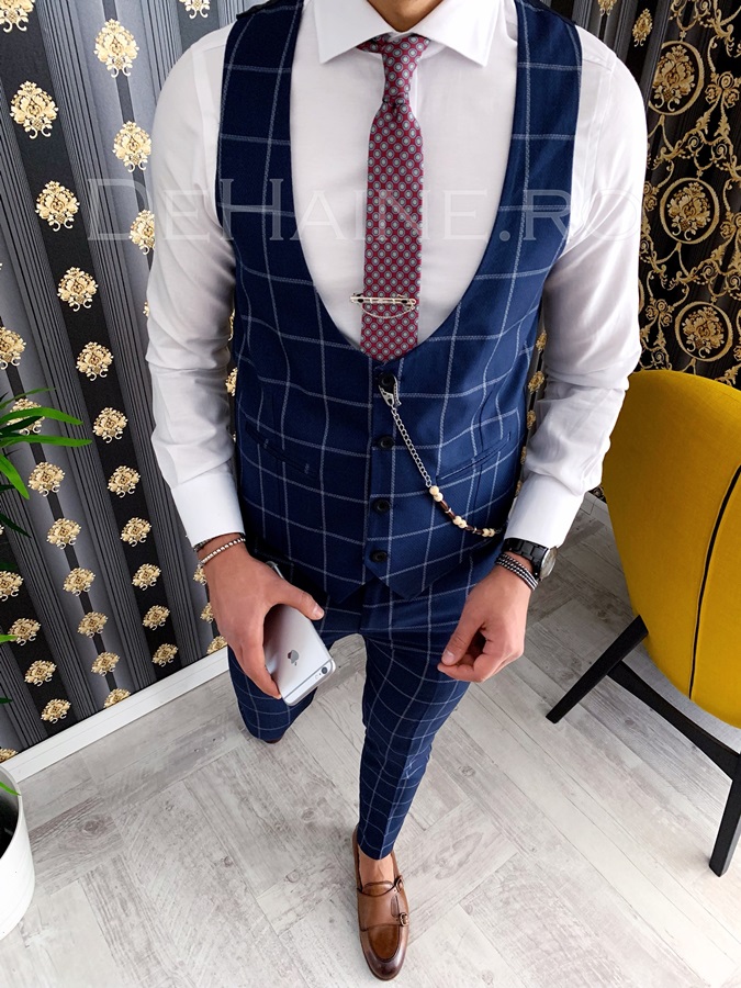 Compleu Bărbați Vesta + Pantaloni Office Slim Fit
