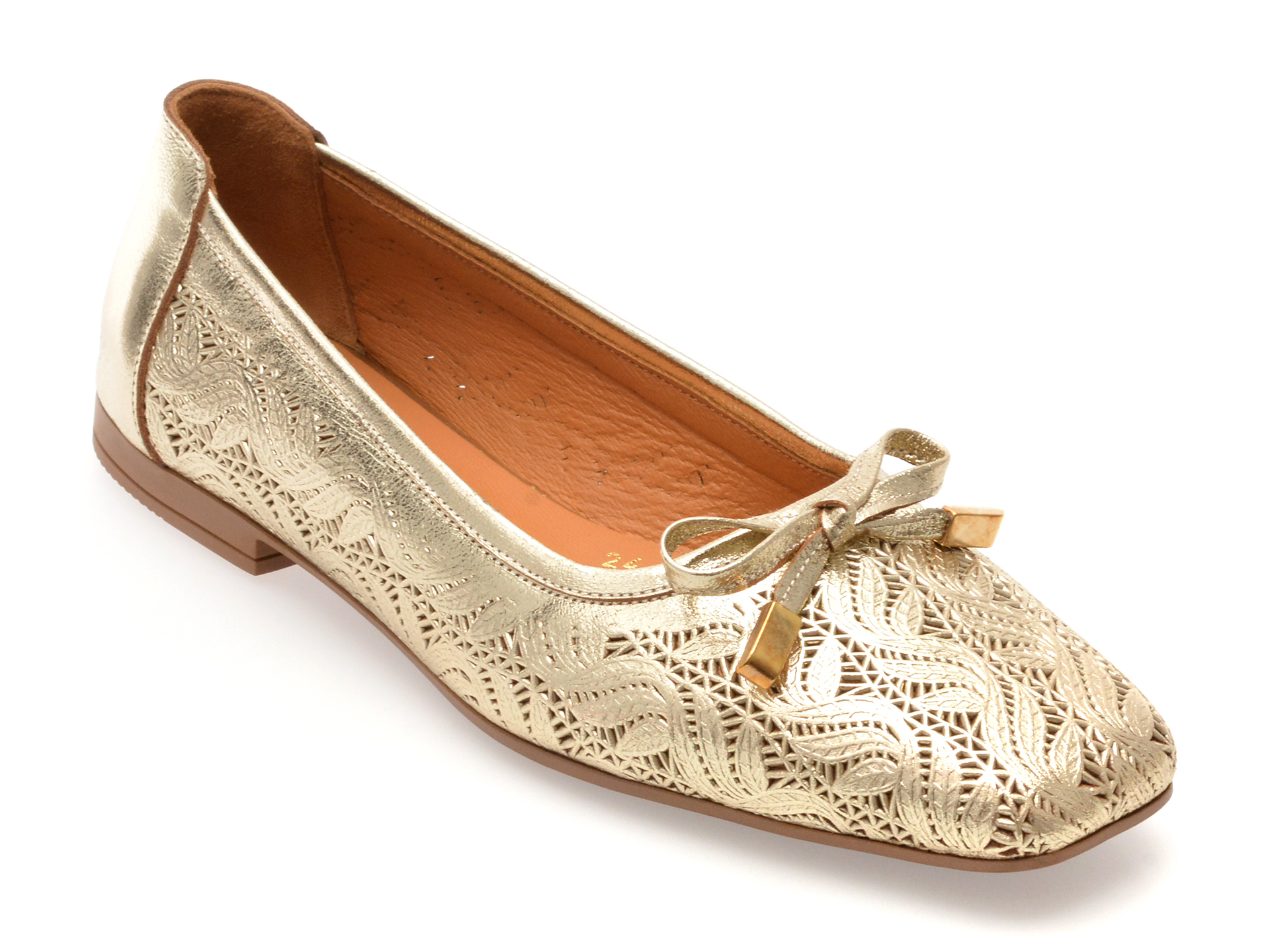 Mocasini Image Auriu Piele Naturală
