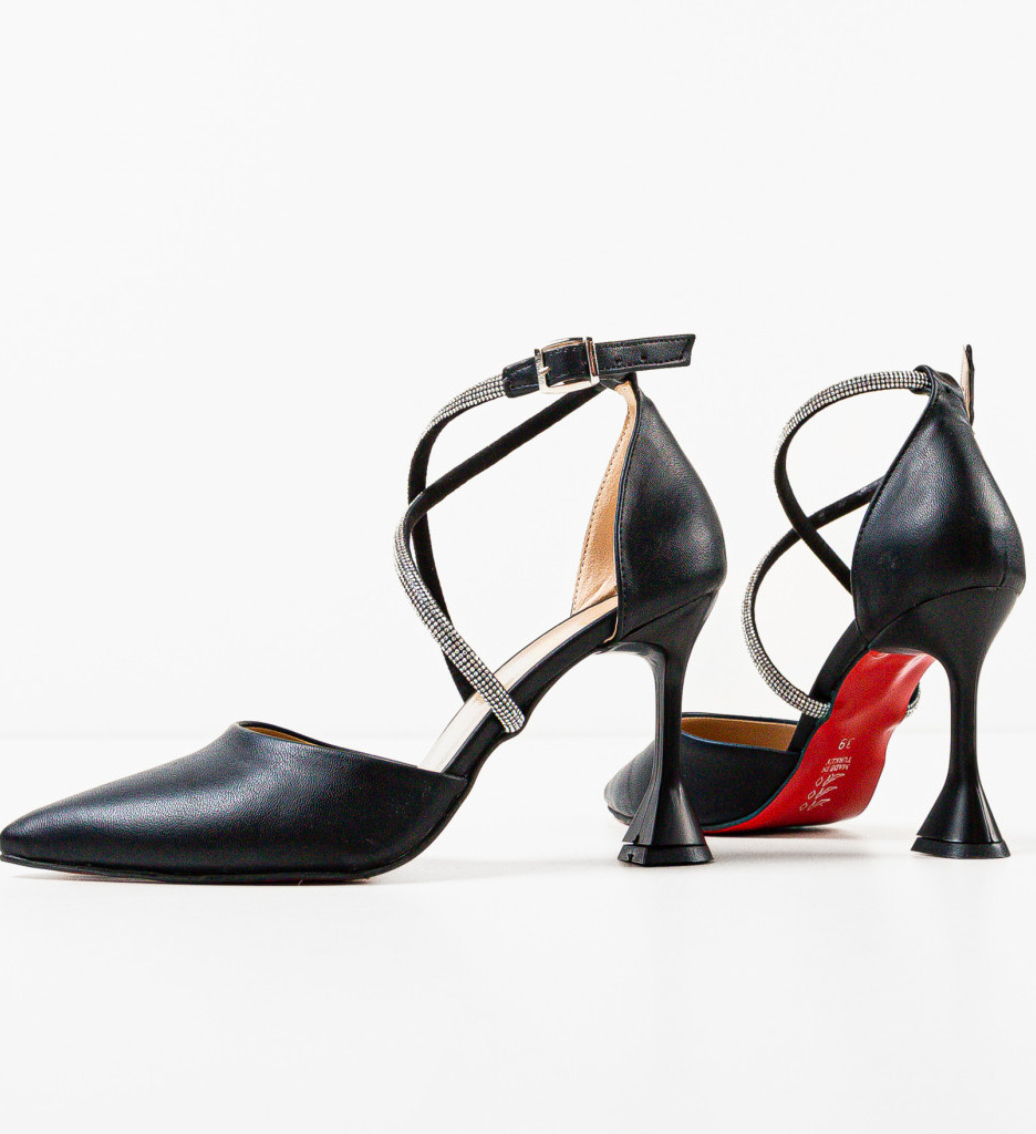 Pantofi Tyber Negri Eleganți cu Toc - imagine 8