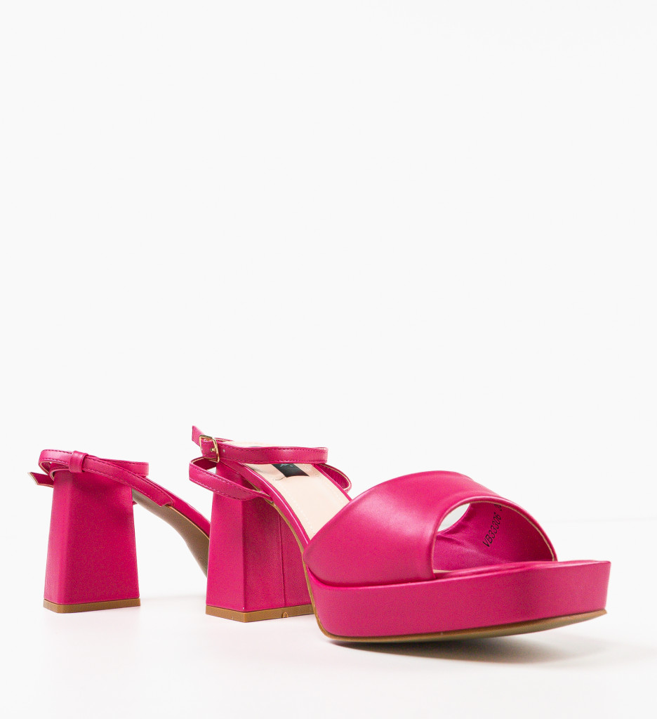Sandale cu Toc Flaviana Fuchsia - Stil Feminin - imagine 5