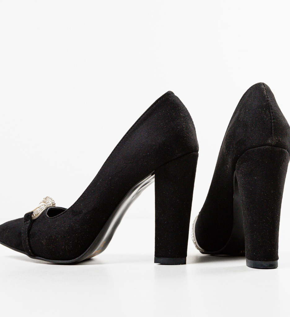 Pantofi dama Birline Negri eleganți cu toc - imagine 7
