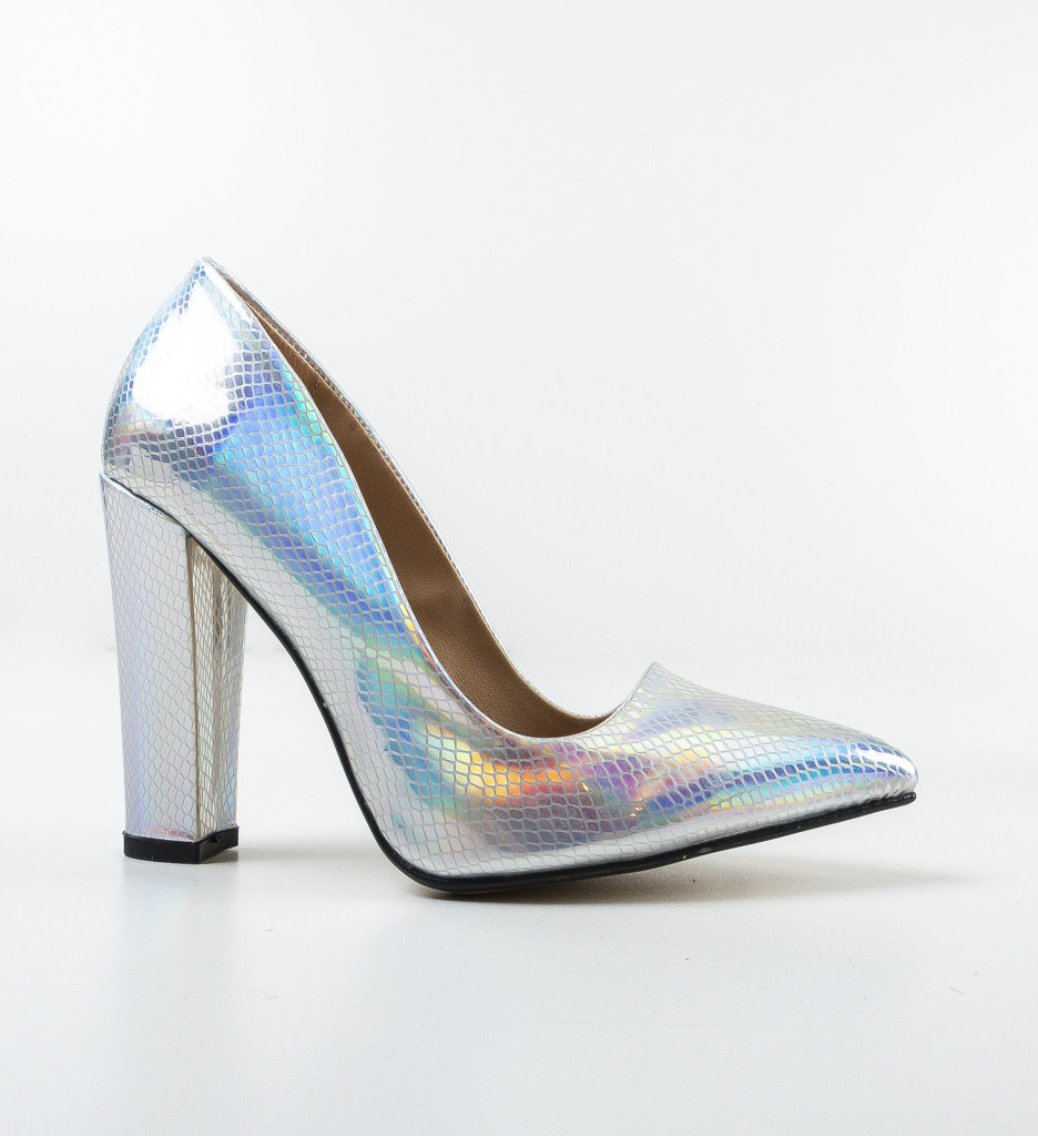 Pantofi cu Toc Soreen Argintii | Eleganță Asigurată - imagine 5
