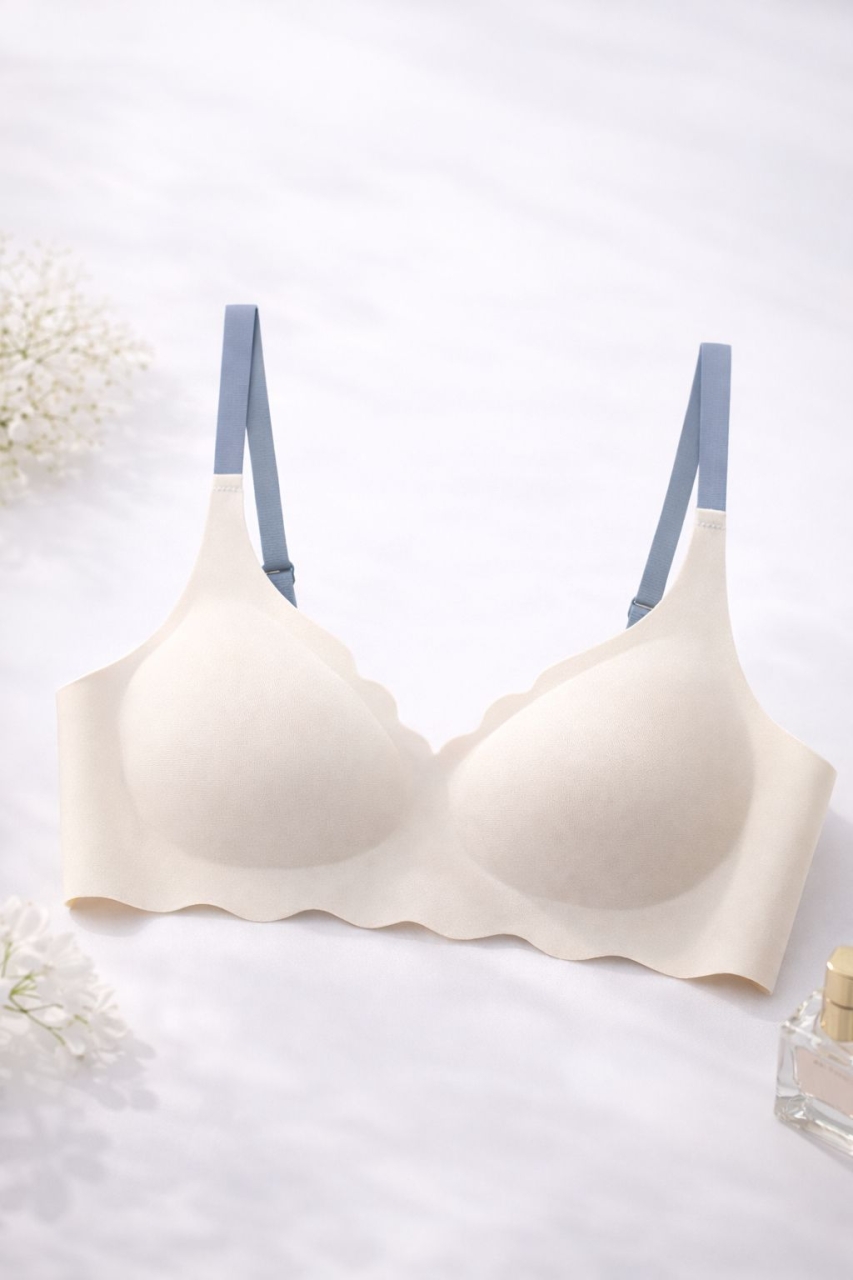 Bustiera Picadili Crem/Albastru cu Confort Maxim - imagine 5