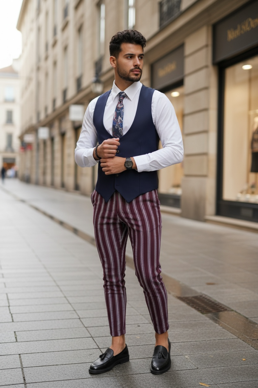 Compleu Barbati Elegant Slim Fit Vesta+Pant - imagine 2